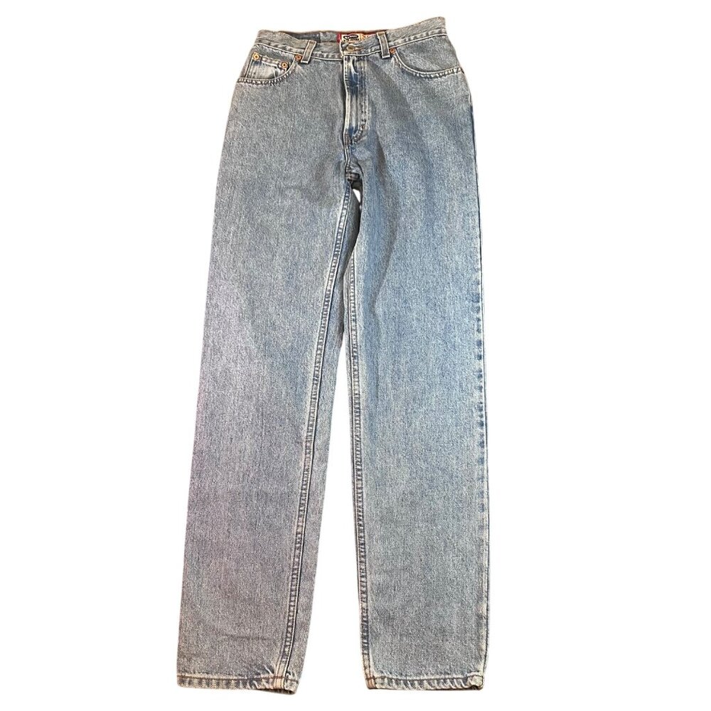 Vintage Womens Old Navy Blue Jeans High-Rise 90's Straight Leg Cotton - 8 Long